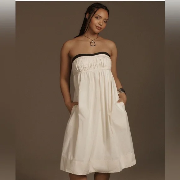 Maeve Strapless Pintuck Open-Back Dress Size L - Picture 4 of 8